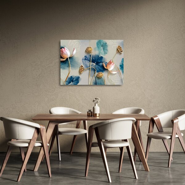 Kép virággal (üvegen) (70x50 cm)