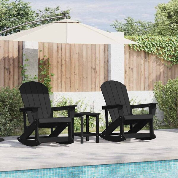Adirondack hintás székek 2 db Fekete HDPE