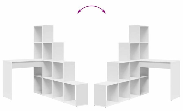 Sarokíróasztal polcokkal Fehér 101,5 x 149,5 x 149,5 cm Faanyag