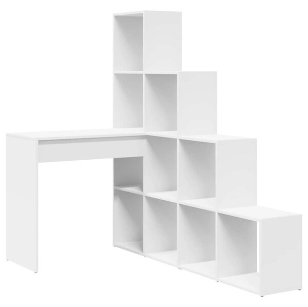 Sarokíróasztal polcokkal Fehér 101,5 x 149,5 x 149,5 cm Faanyag
