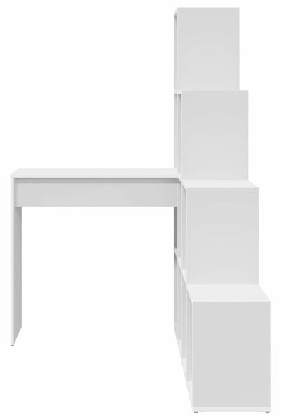 Sarokíróasztal polcokkal Fehér 101,5 x 149,5 x 149,5 cm Faanyag