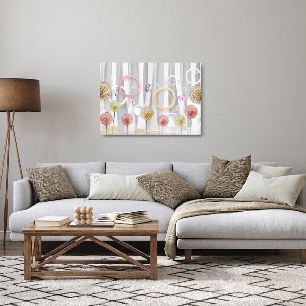 Absztrakt pitypangos kép (üvegen) (70x50 cm)