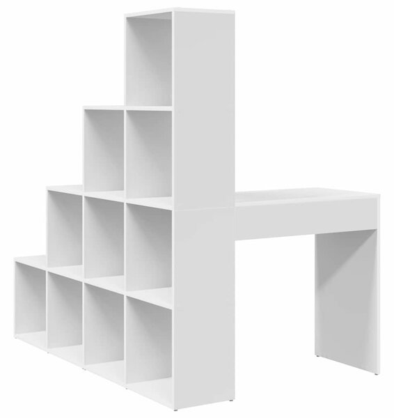 Sarokíróasztal polcokkal Fehér 101,5 x 149,5 x 149,5 cm Faanyag
