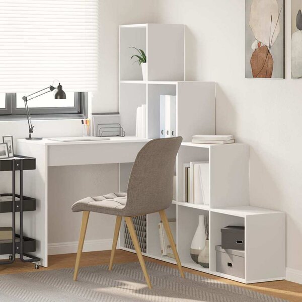 Sarokíróasztal polcokkal Fehér 101,5 x 149,5 x 149,5 cm Faanyag