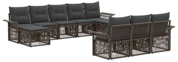 Kerti Kanapé Szett 10 pcs Szürke polirattan