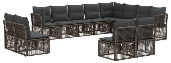 Kerti Kanapé Szett 12 pcs Szürke polirattan