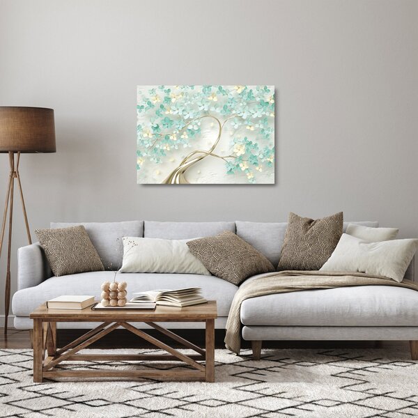 Kép - Arany virágzó fa (üvegen) (70x50 cm)
