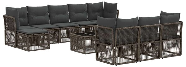 Kerti Kanapé Szett 11 pcs Szürke polirattan