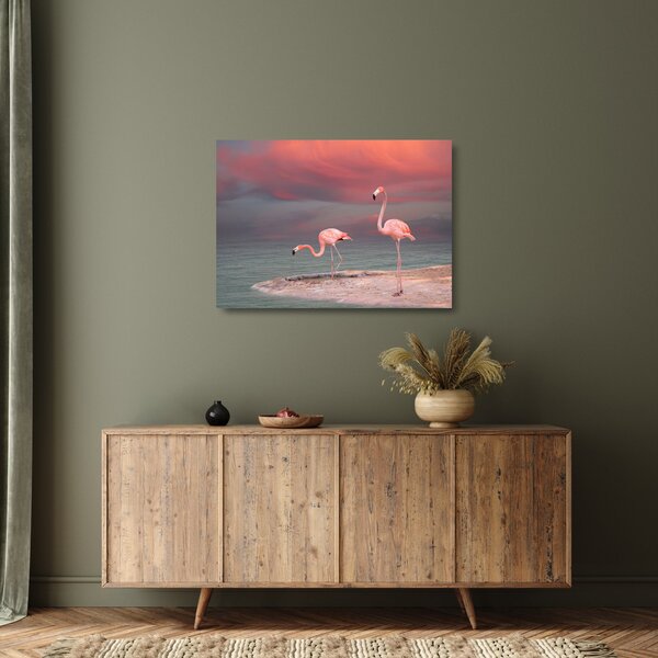 Flamingók képe (üvegen) (70x50 cm)