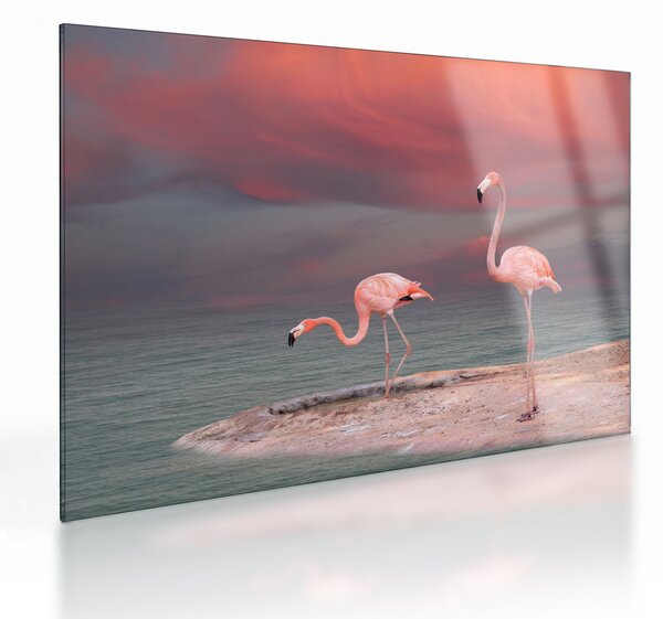 Flamingók képe (üvegen) (70x50 cm)