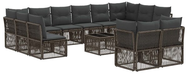 Kerti Kanapé Szett 13 pcs Szürke polirattan