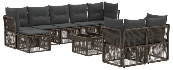 Kerti Kanapé Szett 10 pcs Szürke polirattan