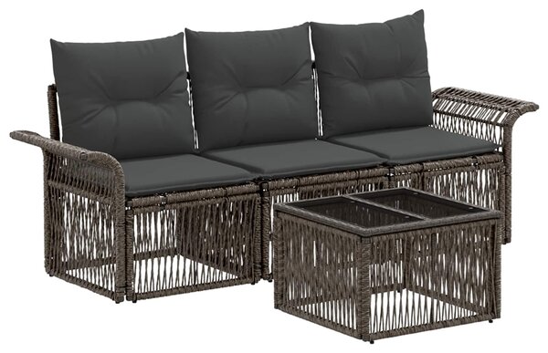 Kerti Kanapé Szett 4 pcs Szürke polirattan