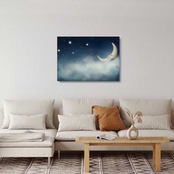 Kép - Hold csillagokkal (üvegen) (70x50 cm)