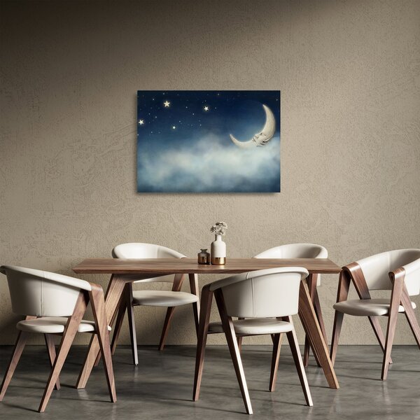 Kép - Hold csillagokkal (üvegen) (70x50 cm)