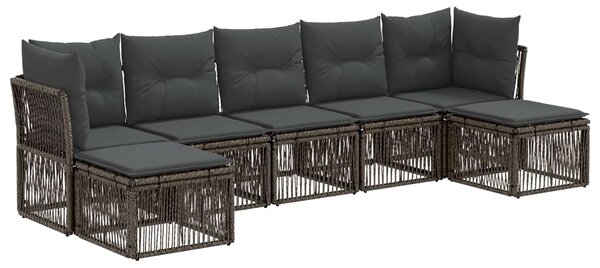 Kerti Kanapé Szett 7 pcs Szürke polirattan