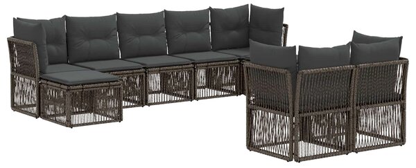 Kerti Kanapé Szett 9 pcs Szürke polirattan