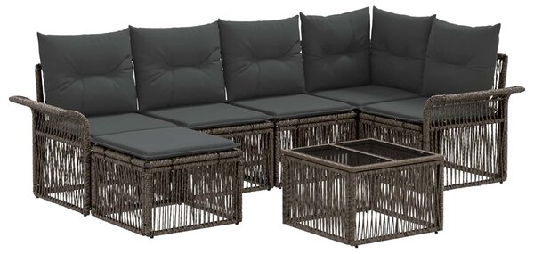 Kerti Kanapé Szett 7 pcs Szürke polirattan