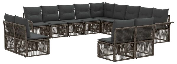 Kerti Kanapé Szett 13 pcs Szürke polirattan