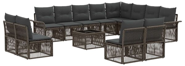 Kerti Kanapé Szett 13 pcs Szürke polirattan