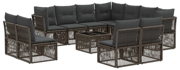 Kerti Kanapé Szett 12 pcs Szürke polirattan