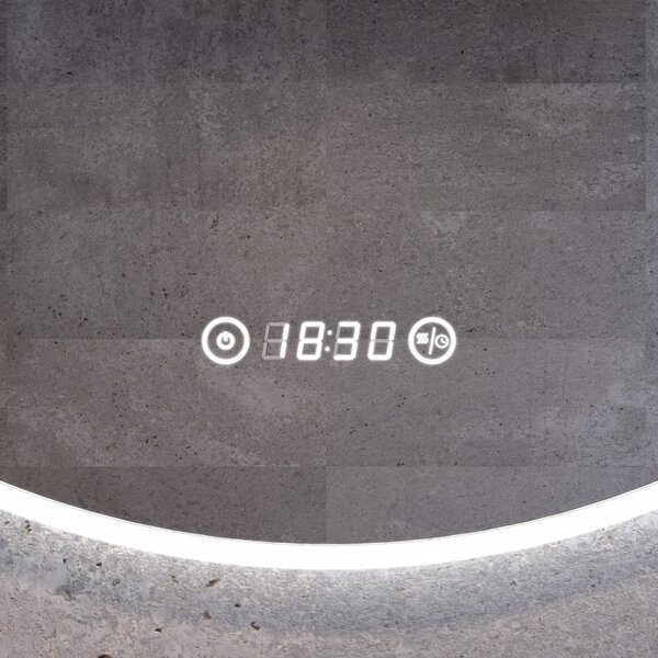 Ø80cm kerek LED tükör | Páramentesítő - Óra - Fényerő + színhőfok állítás | Welland Sidlux Luxury-Line