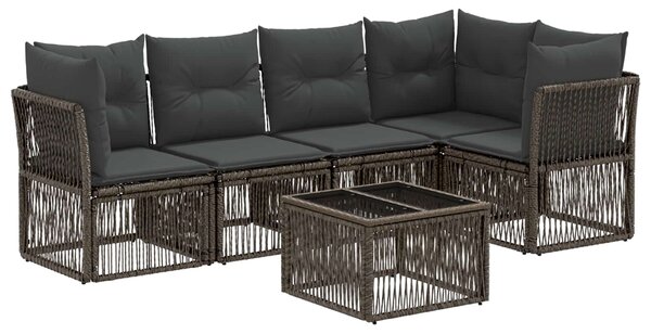 Kerti Kanapé Szett 6 pcs Szürke polirattan