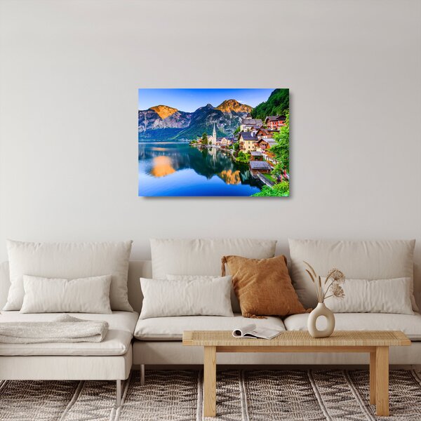 Kép - Alpesi falu (üvegen) (70x50 cm)