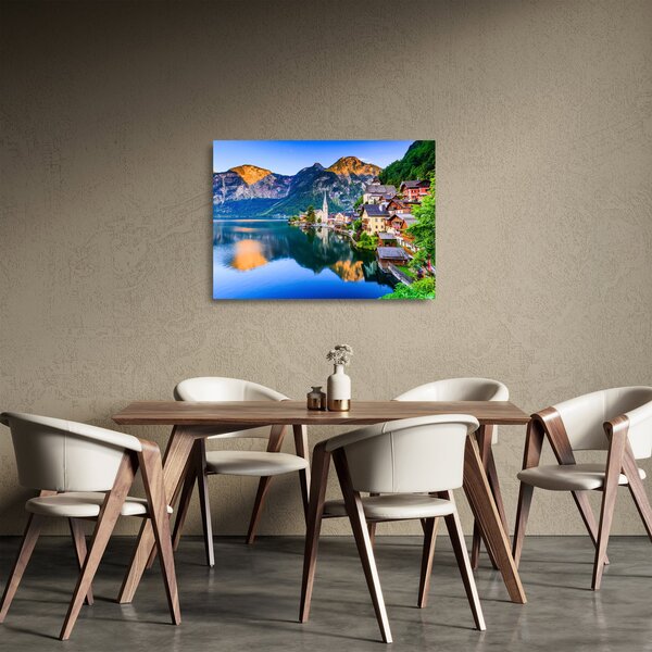 Kép - Alpesi falu (üvegen) (70x50 cm)