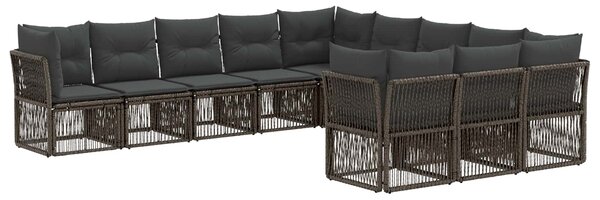 Kerti Kanapé Szett 11 pcs Szürke polirattan