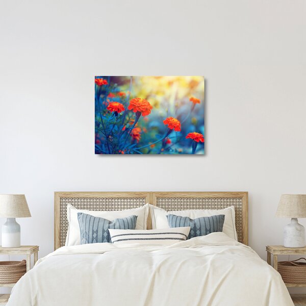 Kép - Narancssárga virágok (üvegen) (70x50 cm)