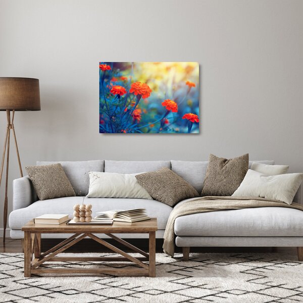 Kép - Narancssárga virágok (üvegen) (70x50 cm)