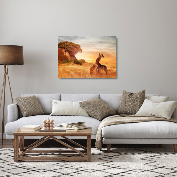 Kép - Zsiráfok Afrikában (üvegen) (70x50 cm)