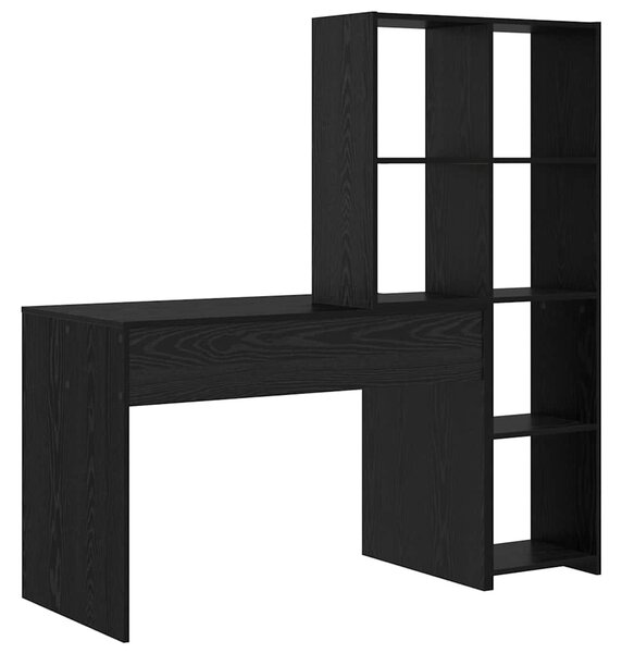 Asztal polcokkal Musta tammi 138.5 x 55 x 143 cm Faanyag