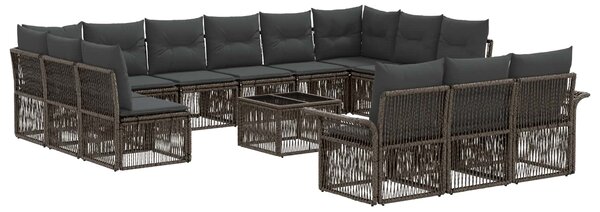 Kerti Kanapé Szett 14 pcs Szürke polirattan