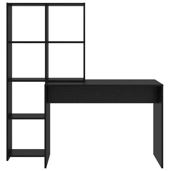 Asztal polcokkal Musta tammi 138.5 x 55 x 143 cm Faanyag