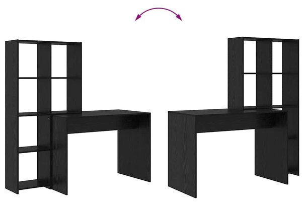 Asztal polcokkal Musta tammi 138.5 x 55 x 143 cm Faanyag