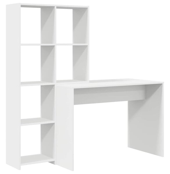 Asztal polcokkal tárolóval Fehér 138.5 x 55 x 143 cm Faanyag