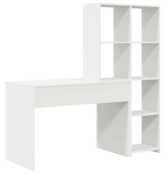 Asztal polcokkal tárolóval Fehér 138.5 x 55 x 143 cm Faanyag