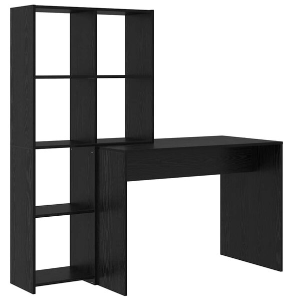 Asztal polcokkal Musta tammi 138.5 x 55 x 143 cm Faanyag