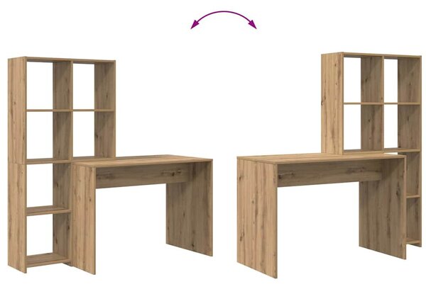 Asztal polcokkal kézműves tölgy 138.5 x 55 x 143 cm Faanyag