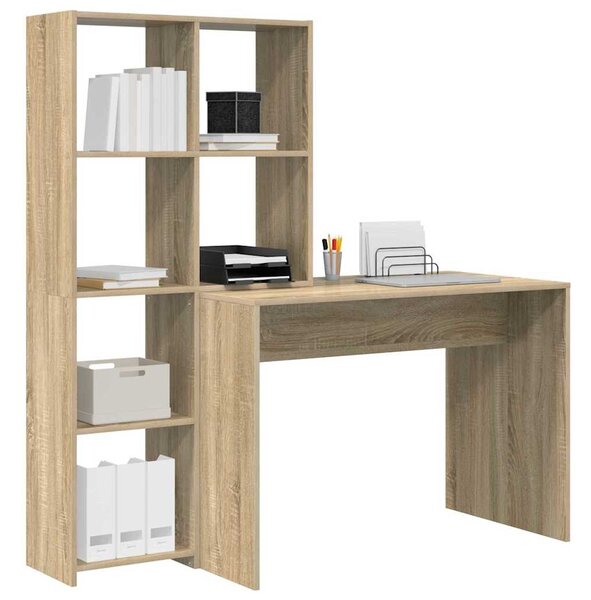 Asztal polcokkal sonoma tölgy 138.5 x 55 x 143 cm Faanyag