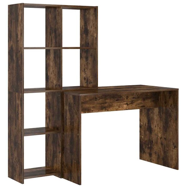 Asztal polcokkal Füstölt tölgy 138.5 x 55 x 143 cm Faanyag