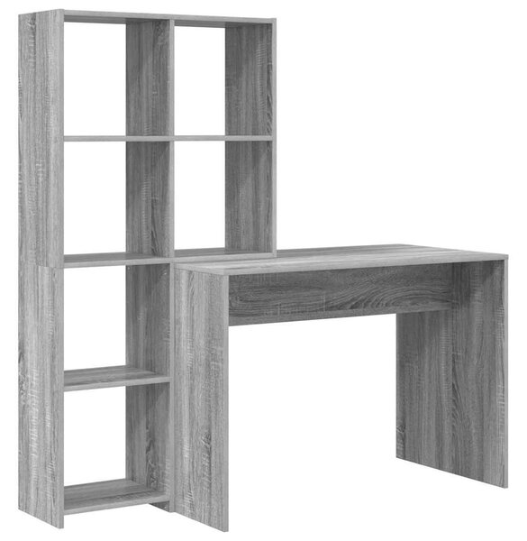 Asztal polcokkal Szürke sonoma 138.5 x 55 x 143 cm Faanyag