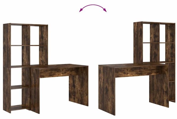 Asztal polcokkal Füstölt tölgy 138.5 x 55 x 143 cm Faanyag