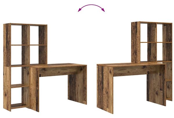 Asztal polcokkal tárolóval Régi fa 138.5 x 55 x 143 cm Faanyag