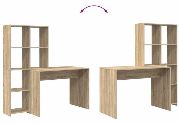 Asztal polcokkal sonoma tölgy 138.5 x 55 x 143 cm Faanyag