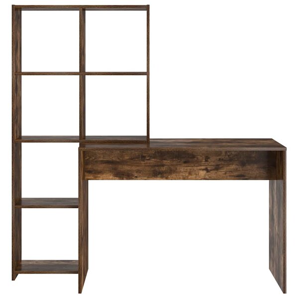 Asztal polcokkal Füstölt tölgy 138.5 x 55 x 143 cm Faanyag