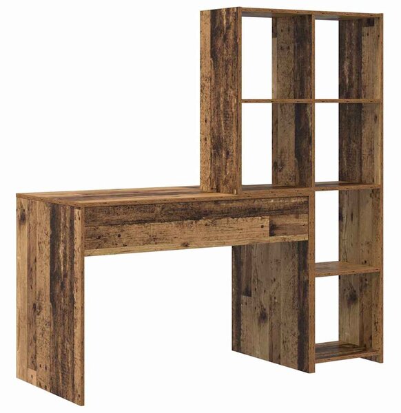 Asztal polcokkal tárolóval Régi fa 138.5 x 55 x 143 cm Faanyag