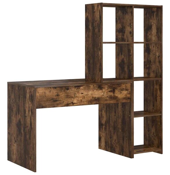 Asztal polcokkal Füstölt tölgy 138.5 x 55 x 143 cm Faanyag